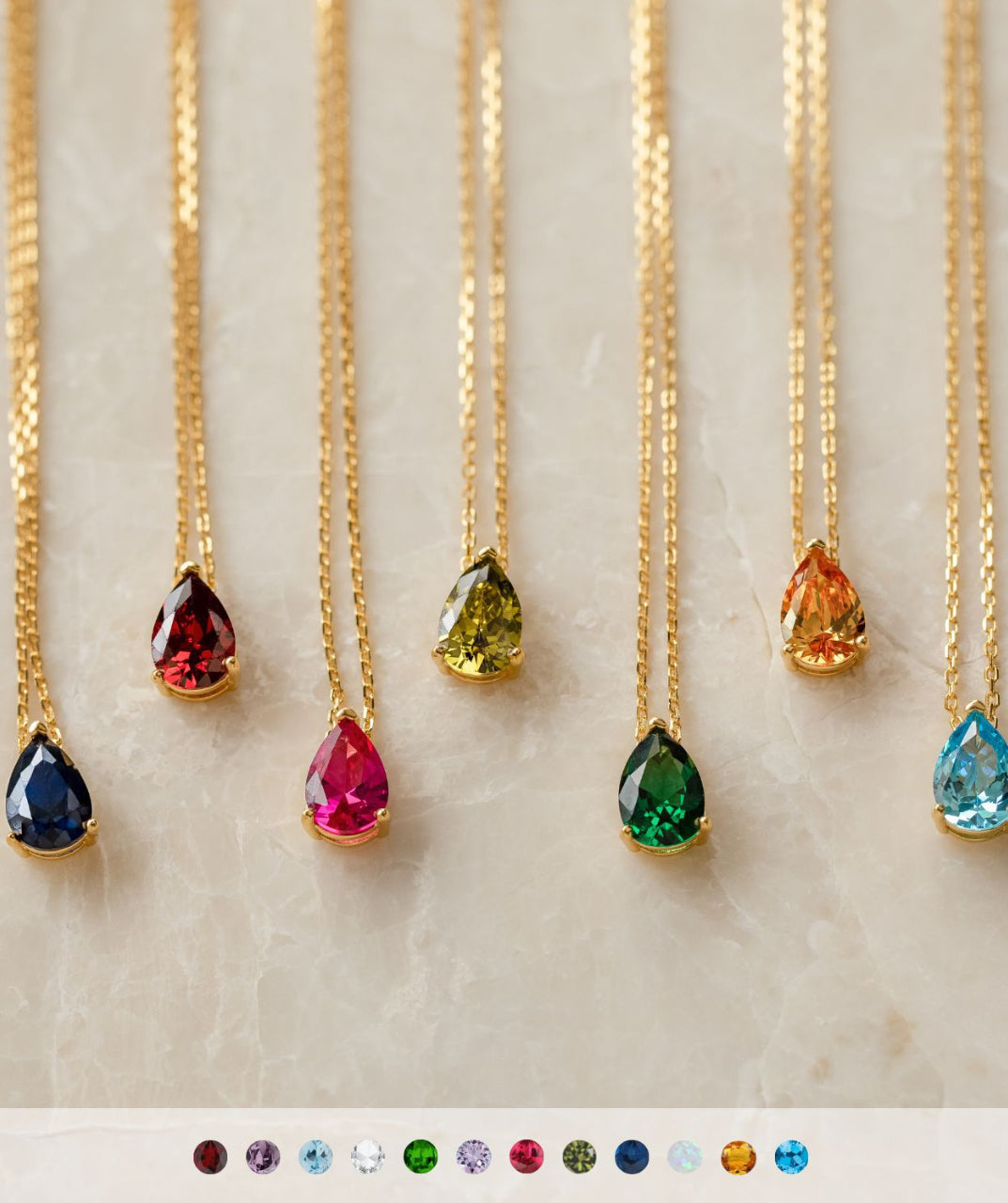 Teardrop Birthstone Necklace